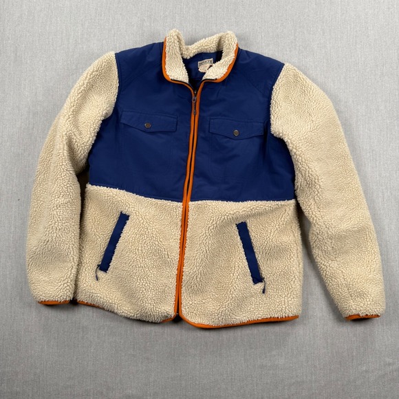 Duluth Trading Co Jackets & Blazers - Duluth Trading Co Womens Sherpa Fleece Full Zip Jacket Navy Cream Orange Large